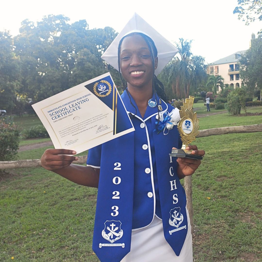 Scholarship student graduating