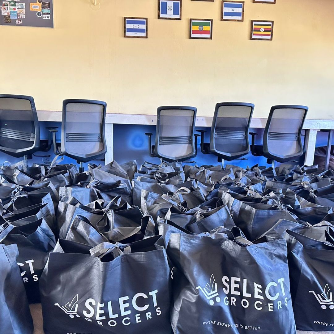 food bags in the Jamaica program office